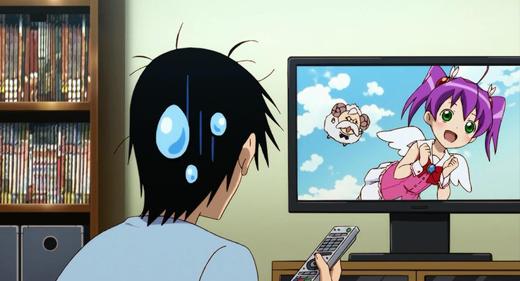 Menino em anime assistindo TV