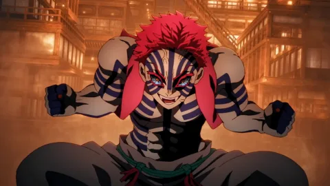 Akaza é destaque em novo visual de Demon Slayer: Castelo Infinito