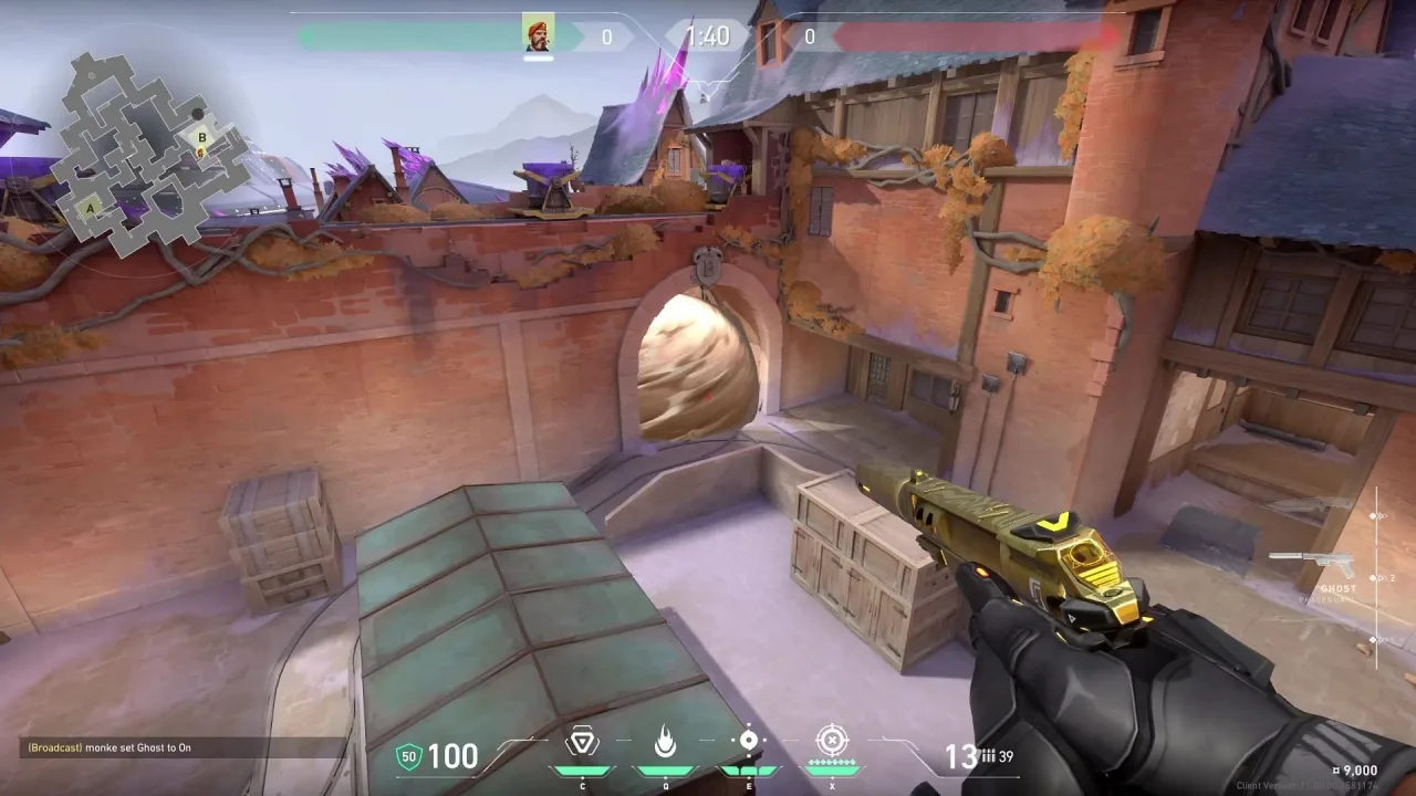 Corrode B site defendendo fumaça na visão do jogo