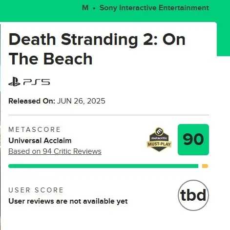 Death Stranding 2 Metacritic